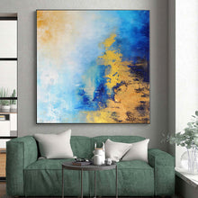 Load image into Gallery viewer, Hand - painted Extensive Blue and Gold Gradient Abstract Acrylic Art for Stylish Hallways LargeART0018
