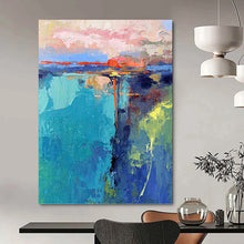 Load image into Gallery viewer, “Colorful Coastal Abstract” Abstract Painting on Canvas, Beach House Dining Decor DKH1030
