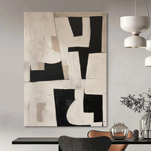 Load image into Gallery viewer, Black &amp; White Geometric Abstract Painting, Ideal for Modern Office &amp; Monochrome Living Room LargeART1364
