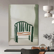 Load image into Gallery viewer, Green - Striped Chair Abstract Painting, Suited for Eclectic Kitchen &amp; Cozy Reading Nook LargeART2028
