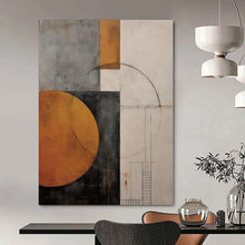 Load image into Gallery viewer, Geometric Shapes in Earth Tones Abstract Canvas Painting, Suited for Minimalist Home Office &amp; Art - Lovers’ Hallway LargeART1206

