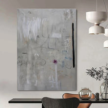 Load image into Gallery viewer, Light Gray Abstract Marks Painting, Ideal for Serene Bedroom &amp; Minimalist Café LargeART1417
