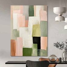 Load image into Gallery viewer, Large - Scale Hand - painted Pastel Geometric Blocks Acrylic Art for Soft - Toned Living Rooms LargeART0174
