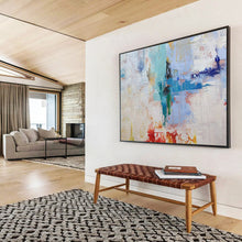 Load image into Gallery viewer, Hand - painted Colorful Abstract Layers Acrylic Art for Vibrant Office Break Rooms LargeART1737
