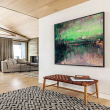 Load image into Gallery viewer, Green - Toned Abstract Landscape Painting On Canvas DKH395
