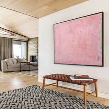Load image into Gallery viewer, Hand - painted Generous - sized Soft Pink and Green Edged Acrylic Art for Serene Living Rooms LargeART1791
