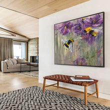Load image into Gallery viewer, Floral and Bee Abstract Painting on Canvas - “Nature&#39;s Harmony” DKH718

