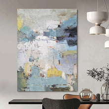 Load image into Gallery viewer, “Abstract Landscape Hues” ，Muted blues, grays, yellows, and hints of red, with a fragmented, abstract composition. DTP312
