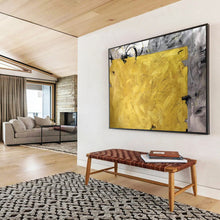 Load image into Gallery viewer, Bold Yellow - Gray Abstract Acrylic painting DLZ153
