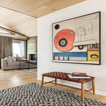 Load image into Gallery viewer, Whimsical Circular Creature Red, Blue &amp; Playful Patterns on Canvas DLZ004
