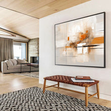 Load image into Gallery viewer, Neutral and Orange Geometric Abstraction Abstract acrylic painting DLZ097
