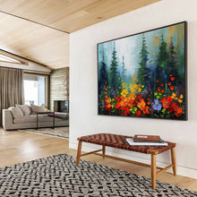Load image into Gallery viewer, Forest Floral “Mystic Meadow” Painting on Canvas, Enchanted Landscape Art DKH832
