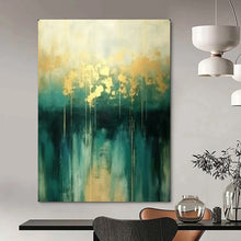 Load image into Gallery viewer, Abstract Painting, Teal &amp; Gold, Elegant Art for Dining Room &amp; Office LargeART2168
