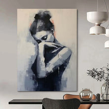 Load image into Gallery viewer, Monochromatic Abstract Woman Painting, Perfect for Minimalist Study &amp; Thought - Provoking Bedroom LargeART1910
