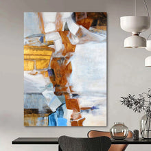 Load image into Gallery viewer, “Geometric Fusion in Warm Tones” Abstract Cubist - Style Painting on Canvas, Modern Artistic Decor DKH937
