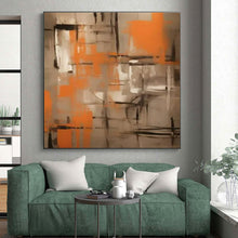 Load image into Gallery viewer, Orange - Gray Abstract Acrylic for Dining Room &amp; Creative Studio LargeART0816
