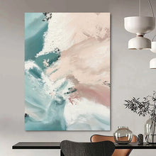 Load image into Gallery viewer, “Blush &amp; Teal Abstract Flow” – Softly Textured Acrylic Painting with Calming Tones DTP277
