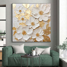 Load image into Gallery viewer, White Flowers with Gold Accents Acrylic Art - Ideal for Luxe Dining Room &amp; Elegant Bedroom LargeART0658

