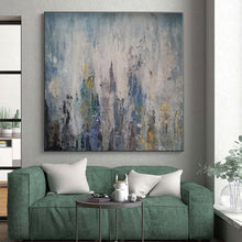 Load image into Gallery viewer, Blue - Gray - Gold Drip Abstract Acrylic Art - Perfect for Art Deco Lounge &amp; Creative Workshop LargeART0561
