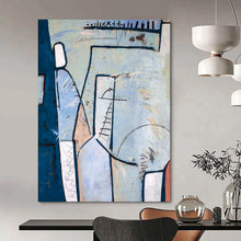 Load image into Gallery viewer, Blue - Toned Geometric Abstract Painting, Ideal for Modern Office &amp; Art - Filled Living Room LargeART2393
