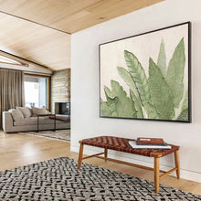 Load image into Gallery viewer, Hand - painted Green Leaf Relief Acrylic Art for Nature - Inspired Bathroom Decor LargeART1652
