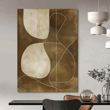 Load image into Gallery viewer, Brown and White Geometric Abstract Art for Mid - century Modern Living Room &amp; Sophisticated Office Lounge LargeART0941
