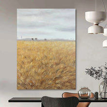 Load image into Gallery viewer, “Golden Field Minimalist Landscape” - Subtle Toned Rural Art on Canvas DKH1434
