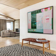 Load image into Gallery viewer, Green &amp; Pink Abstract Blocks - Fresh Living Room Art LargeART1500
