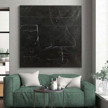 Load image into Gallery viewer, Large - Format Black - White Linear Abstract Art for Art Studio &amp; Modern Hallway LargeART0460
