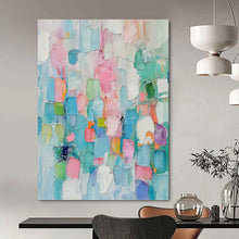 Load image into Gallery viewer, “Pastel Patchwork of Colors” Abstract Painting on Canvas, Whimsical Home Accent DKH997
