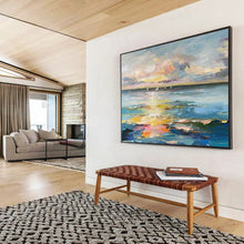Load image into Gallery viewer, Hand - painted Impressionist Sailboat Seascape Acrylic Art for Nautical Living Rooms LargeART1738
