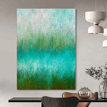 Load image into Gallery viewer, Turquoise and Green Textured Field Abstract Canvas Painting, Perfect for Bohemian Bedroom &amp; Nature - Inspired Café LargeART1235
