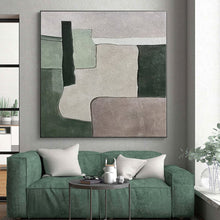 Load image into Gallery viewer, Large - Scale Green &amp; Gray Geometric Abstract Art for Eco - Friendly Store &amp; Home Library LargeART0392
