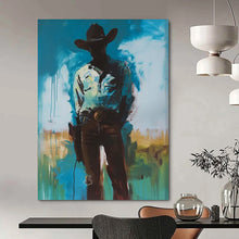 Load image into Gallery viewer, “Shadowed Cowboy Silhouette” – Atmospheric Figure Painting with Muted Tones DTP102
