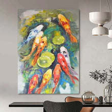 Load image into Gallery viewer, Colorful Koi Fish Pond Abstract Art - Great for Bathroom &amp; Garden Room LargeART2351
