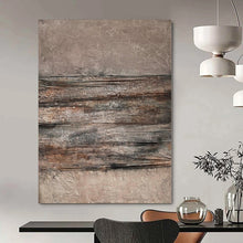 Load image into Gallery viewer, Hand - painted Extensive Brown - Gray Textured Stripes Acrylic Art for Industrial - Style Lounges LargeART0118
