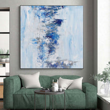 Load image into Gallery viewer, Hand - painted Oversized Blue - Gray Abstract Streaks Acrylic Art for Calm Waiting Rooms LargeART0072
