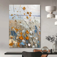Load image into Gallery viewer, Textured Wildflower Seascape Painting, Ideal for Coastal Cottage Bedroom &amp; Nature - Lover’s Study LargeART1839
