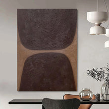 Load image into Gallery viewer, “Dual Dark Textured Shapes” - Brown Abstract Art on Canvas DKH1169
