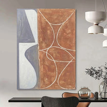 Load image into Gallery viewer, “Dual - Toned Geometric Flow” - Grey, Brown, White Abstract Art on Canvas DKH1138
