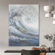 Load image into Gallery viewer, “Swirling Wave with Gold Accents” – Textured, swirling wave in blue and white, with gold hints. DTP337
