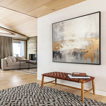 Load image into Gallery viewer, Gray and Gold Abstract Horizon Abstract acrylic painting DLZ108
