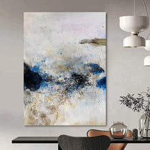Load image into Gallery viewer, “Blue &amp; Gold Abstract Impasto” - Expressive Abstract Art on Canvas DKH1521
