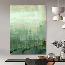 Load image into Gallery viewer, “Subtle Green Layers” Abstract Landscape - Inspired Painting on Canvas, Serene Decor DKH952
