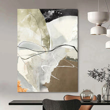 Load image into Gallery viewer, “Neutral Chaos with Black Lines” - Beige, Grey, Black Abstract Art on Canvas DKH1225
