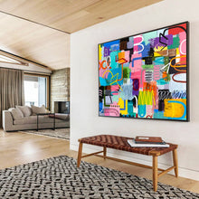 Load image into Gallery viewer, Hand - painted Generous - sized Vibrant Mixed - Shape Abstract Acrylic Art for Lively Home Offices LargeART1811
