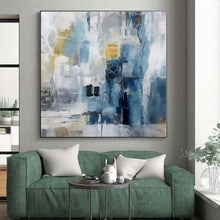 Load image into Gallery viewer, Oversized Blue - Gray Abstract Urban Art for Loft Apartment &amp; Corporate Lounge LargeART0435
