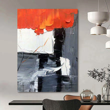 Load image into Gallery viewer, “Crimson Clash: Monochrome Drama” Abstract Painting on Canvas, Modern Office Accent DKH1058
