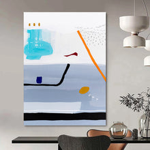 Load image into Gallery viewer, “Minimalist Journey” - Grey, Orange, Blue, Red Abstract Pathway Art on Canvas DKH1098
