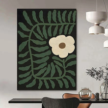 Load image into Gallery viewer, “Botanical Abstract” - Green, White, Brown Abstract Art on Canvas DKH1115
